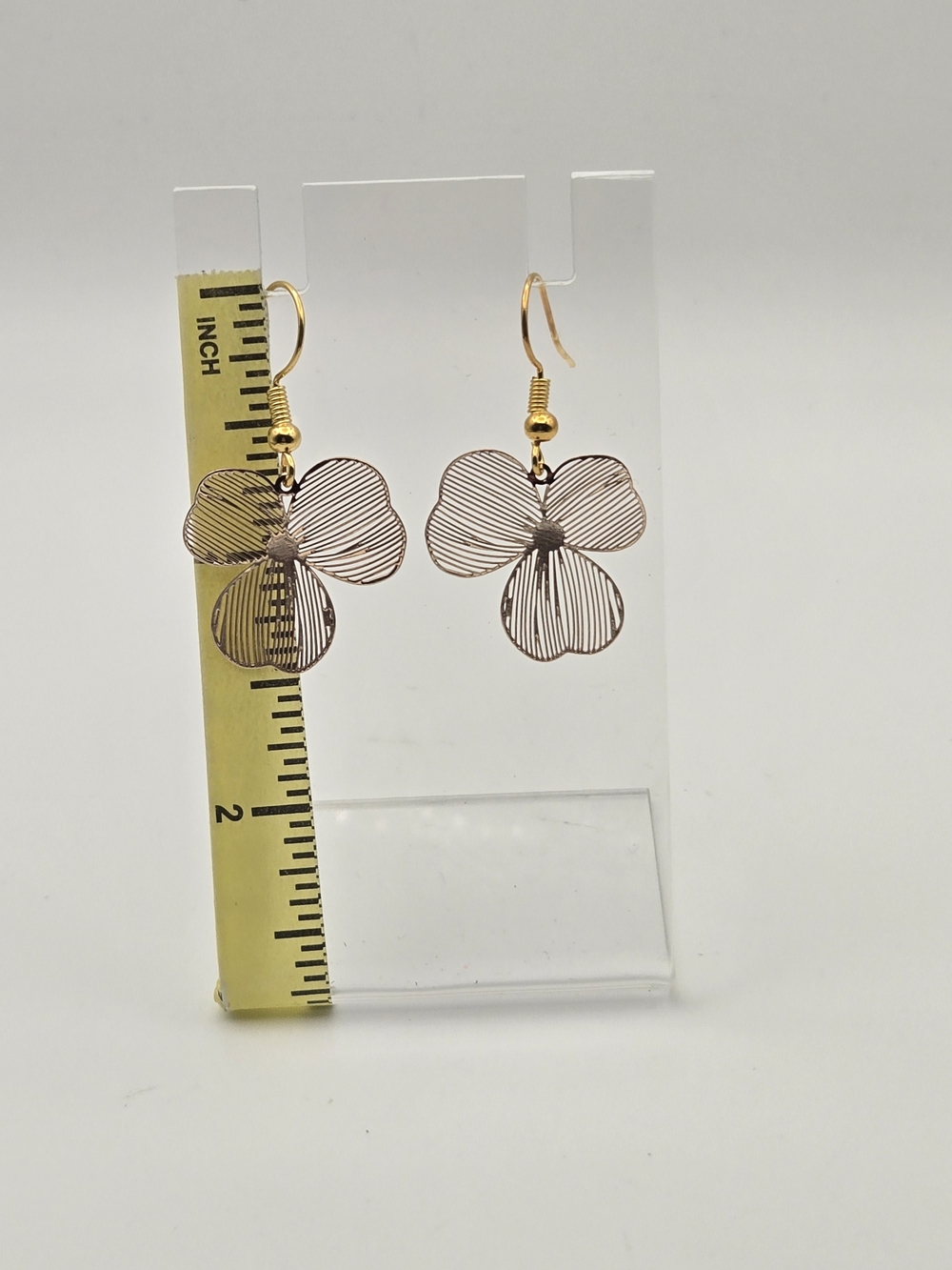 Wirework Floral Drop Earrings in Rose Gold Tone